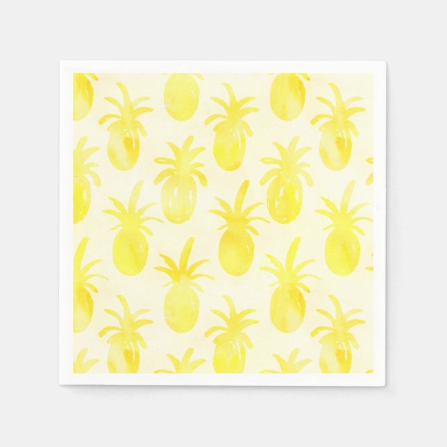 Serviette En Papier Aquarelle ananas jaune motif (Devant)