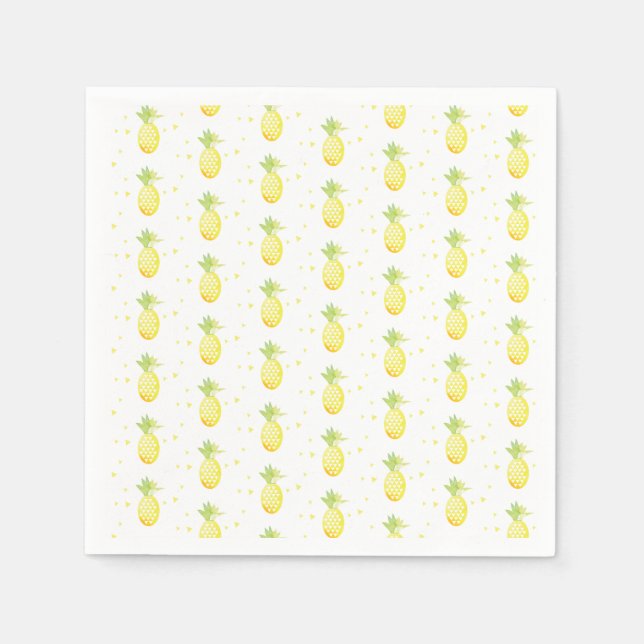 Serviette En Papier Aquarelle Ananas Tropical Géométrique Répétition (Devant)