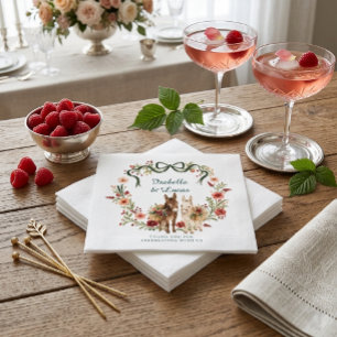 Serviette En Papier Aquarelle Âne Blason Floral Mariage