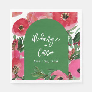 Serviette En Papier Aquarelle Anéone Cardstock Vert Arche Mariage