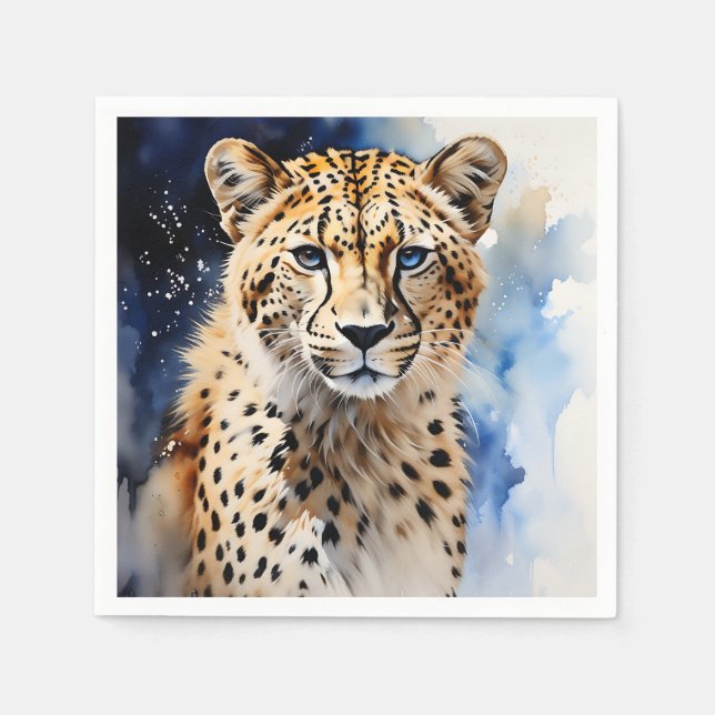 Serviette En Papier Aquarelle Animal Safari Cheetah (Devant)