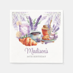 Serviette En Papier Aquarelle Anniversaire Brunch Lavender personnalis