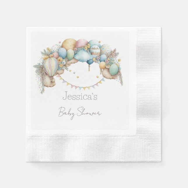 Serviette En Papier Aquarelle arc-en-ciel Air Baby shower (Devant)