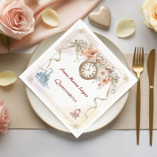 Serviette En Papier Aquarelle arc-en-ciel thème Cinderella quinceanera