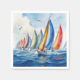 Serviette En Papier Aquarelle Artwork Voilier Regatta