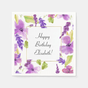 Serviette En Papier Aquarelle assez pourpre florale