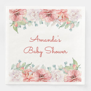 Serviette En Papier Aquarelle Baby shower à fleurs serviettes