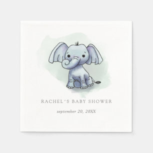 Serviette En Papier Aquarelle baby shower assise bébé éléphant