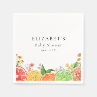 Serviette En Papier Aquarelle Baby shower Citrus Little Cutie