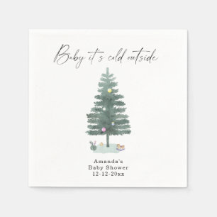 Serviette En Papier Aquarelle baby shower d'arbre de Noël