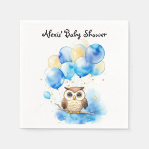 Serviette En Papier Aquarelle Baby shower de la Chouette des bois