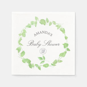 Serviette En Papier Aquarelle Baby shower verdoyant