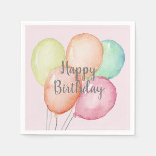 Serviette En Papier Aquarelle Balloon Bunch rose Anniversaire