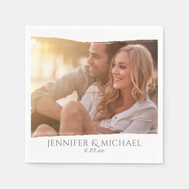 Serviette En Papier Aquarelle Bande Photo Mariage Cocktail Serviettes (Devant)