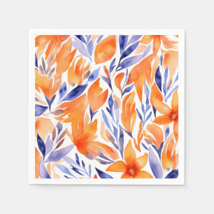 Serviette En Papier Aquarelle beauté orange motif floral abstrait