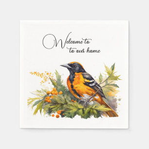 Serviette En Papier Aquarelle Bienvenue Baltimore Oriole