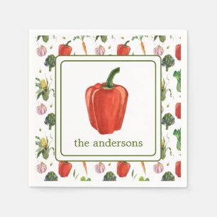 Serviette En Papier Aquarelle Bio produit poivron