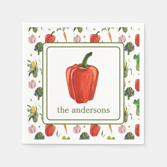 Serviette En Papier Aquarelle Bio produit poivron (Devant)