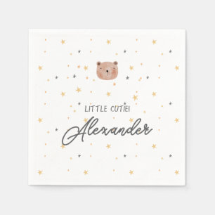 Serviette En Papier Aquarelle blanche et Brown Baby shower mignon