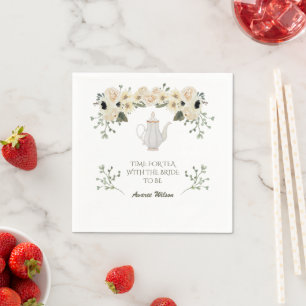 Serviette En Papier Aquarelle blanche Rose douche à thé