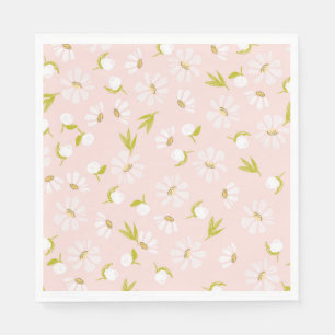 Serviette En Papier Aquarelle blanche sur rose