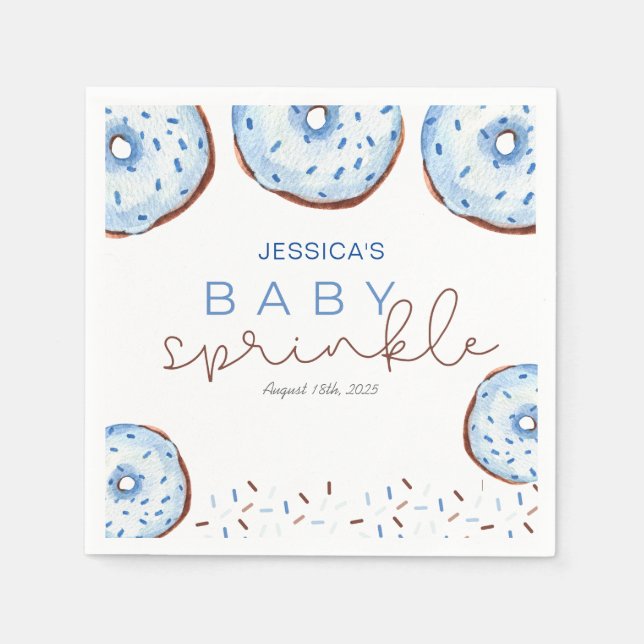 Serviette En Papier Aquarelle bleu beignets Bébé Sprinkle Douche (Devant)