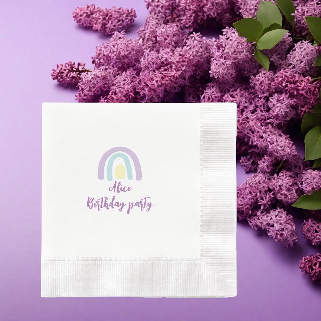 Serviette En Papier Aquarelle bleu bleu lilas jaune Anniversaire (Créateur téléchargé)