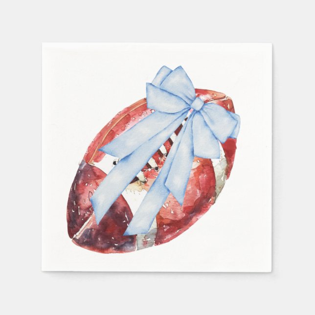 Serviette En Papier Aquarelle Bleu Bow Football Naples (Devant)