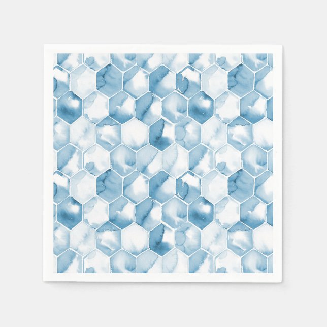 Serviette En Papier Aquarelle bleu doux Canotype Motif (Devant)