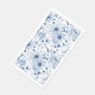 Serviette En Papier Aquarelle Bleu et Blancs