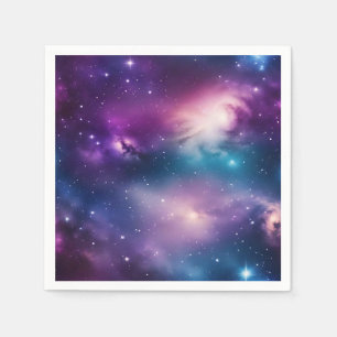 Serviette En Papier Aquarelle bleu et violet Galaxie