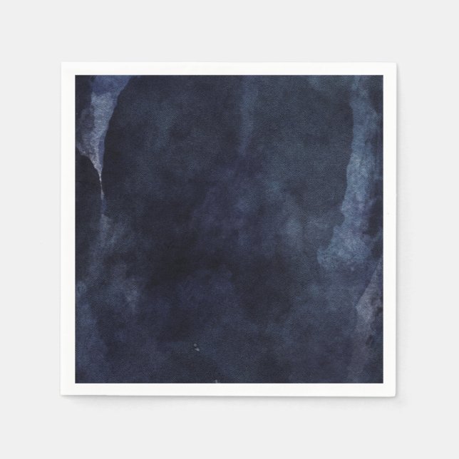 Serviette En Papier Aquarelle bleu marine Élégant Mariage moderne (Devant)