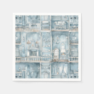 Serviette En Papier Aquarelle bleu pâle de la maison victorienne