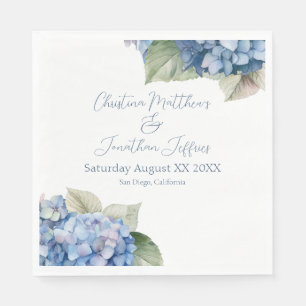 Serviette En Papier Aquarelle bleu romantique Hydrangea Fleurs