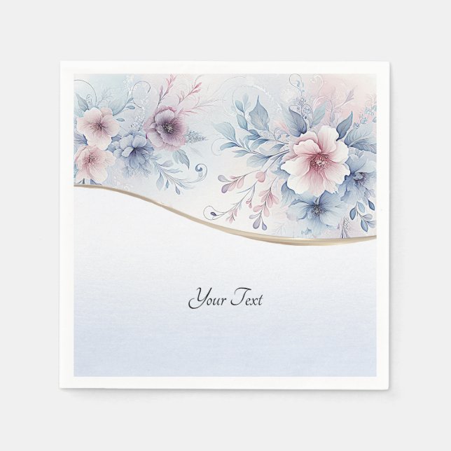 Serviette En Papier Aquarelle bleu rose floral serviettes (Devant)