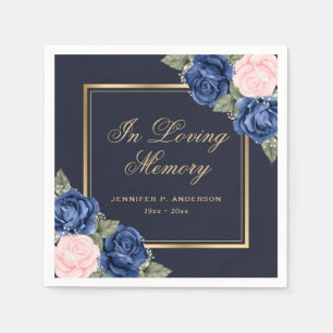Serviette En Papier Aquarelle bleu rose or Floral Funeral Memorial