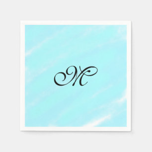 Serviette En Papier Aquarelle bleu vert monogramme ajouter le pastel l