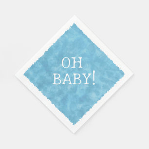 Serviette En Papier Aquarelle bleue Baby shower texte personnalisé Oh 