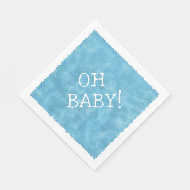Serviette En Papier Aquarelle bleue Baby shower texte personnalisé Oh  (Coin)