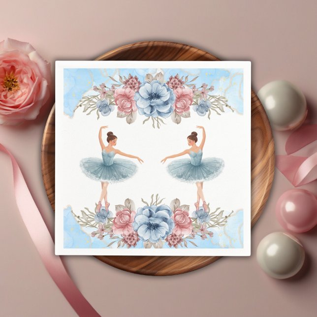 Serviette En Papier Aquarelle bleue mignonne Baby shower de Ballerina  (Créateur téléchargé)