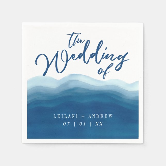 Serviette En Papier Aquarelle bleue | Napkins Mariage (Devant)