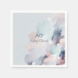 Serviette En Papier Aquarelle bleue pastel