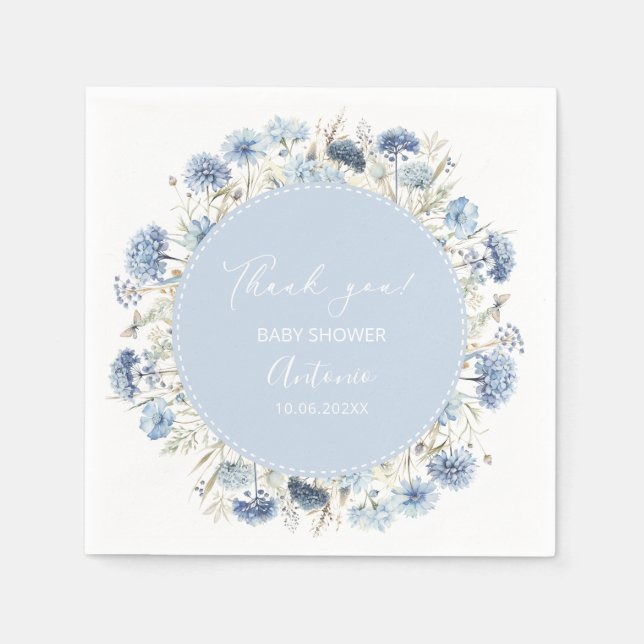 Serviette En Papier Aquarelle Blue girl baby shower (Devant)