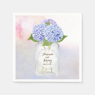 Serviette En Papier Aquarelle Blue Hydrangeas Mason Jar Mariage