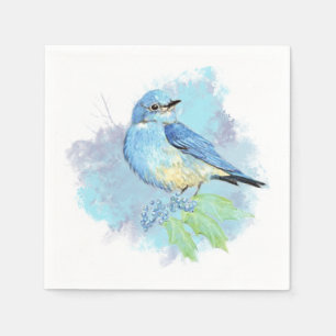 Serviette En Papier Aquarelle Bluebird Garden Oiseau Art