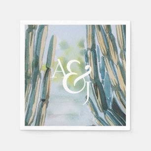 Serviette En Papier Aquarelle Bohème Cactus Vert Personnalisé