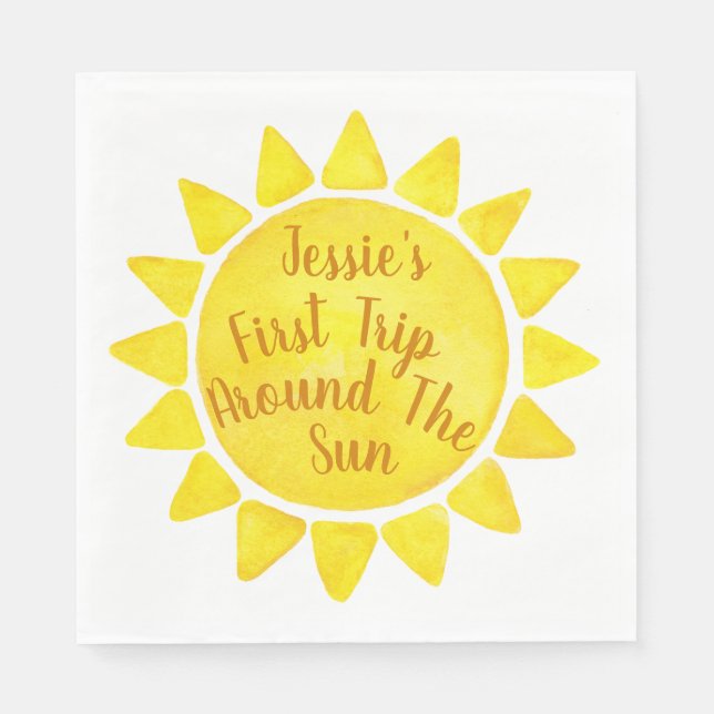 Serviette En Papier Aquarelle Boho 1er Anniversaire serviettes - Premi (Devant)