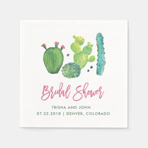 Serviette En Papier Aquarelle Boho Cactus Fête des mariées Napkin