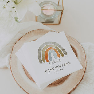Serviette En Papier Aquarelle Boho Rainbow Baby shower