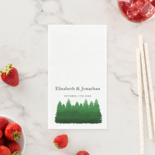 Serviette En Papier Aquarelle Bois Pines Mariage Napkins